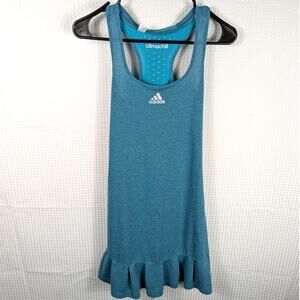 Adidas Climachill Dress Womens Small Teal Blue Athletic Tank Ruffle Tennis Golf